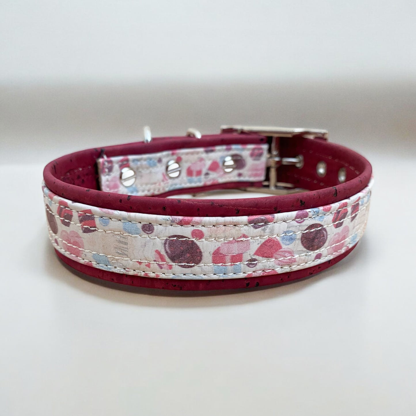 Korkhalsband „Glamour BIG“ Candy & Bordeaux Gr. M 35-43cm