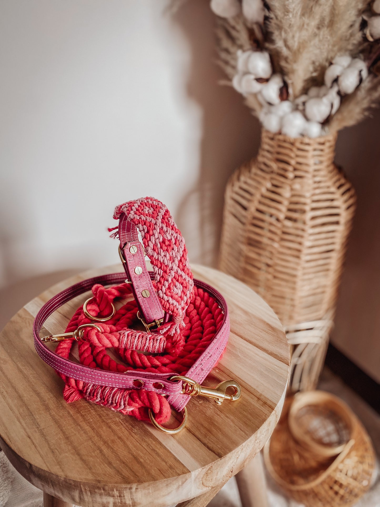 Baumwolle-Korkset in Rot & Pink Gr. M 35-43cm